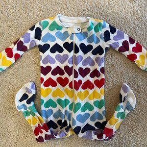 Baby organic zip footie heart PJ - Primary 9-12M
